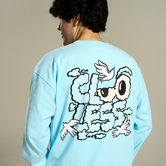 Head In The Clouds Long Sleeve Tee - Aqua