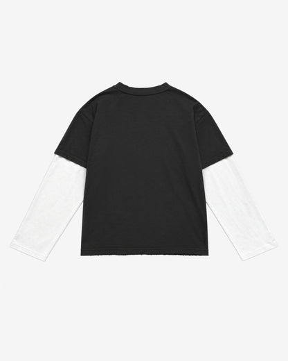 Track Team Layered Tee - Charcoal/White